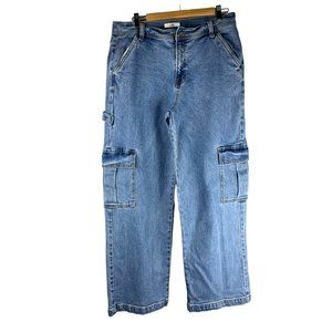 Cello Medium Wash Vintage Wide Leg Cargo Jeans, Women's Size 11/30
